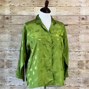 Amanda Gray Size 1X Green Floral Blouse
